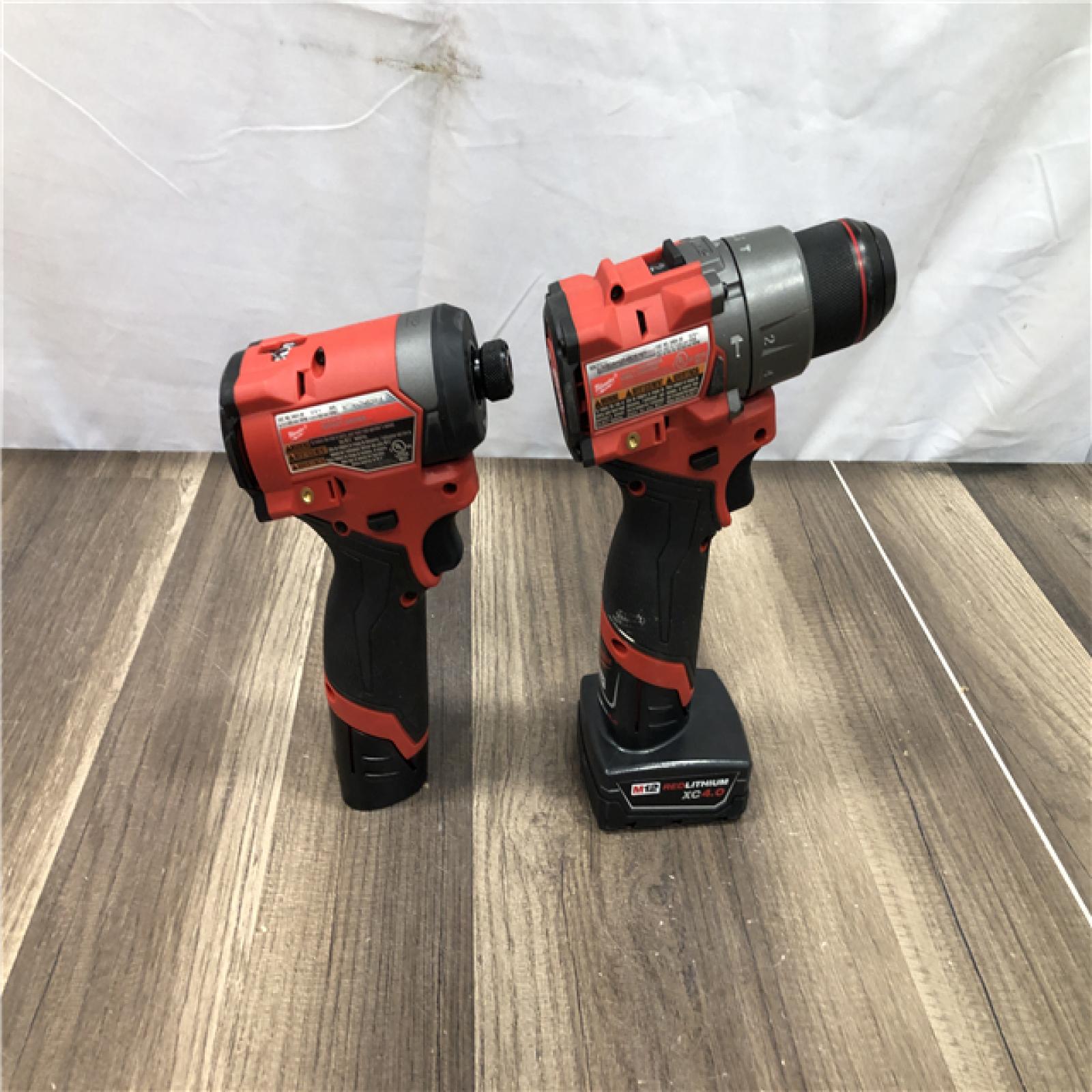AS-IS Milwaukee FUEL 12-Volt Lithium-Ion Brushless Cordless Hammer Drill and Impact Driver Combo Kit