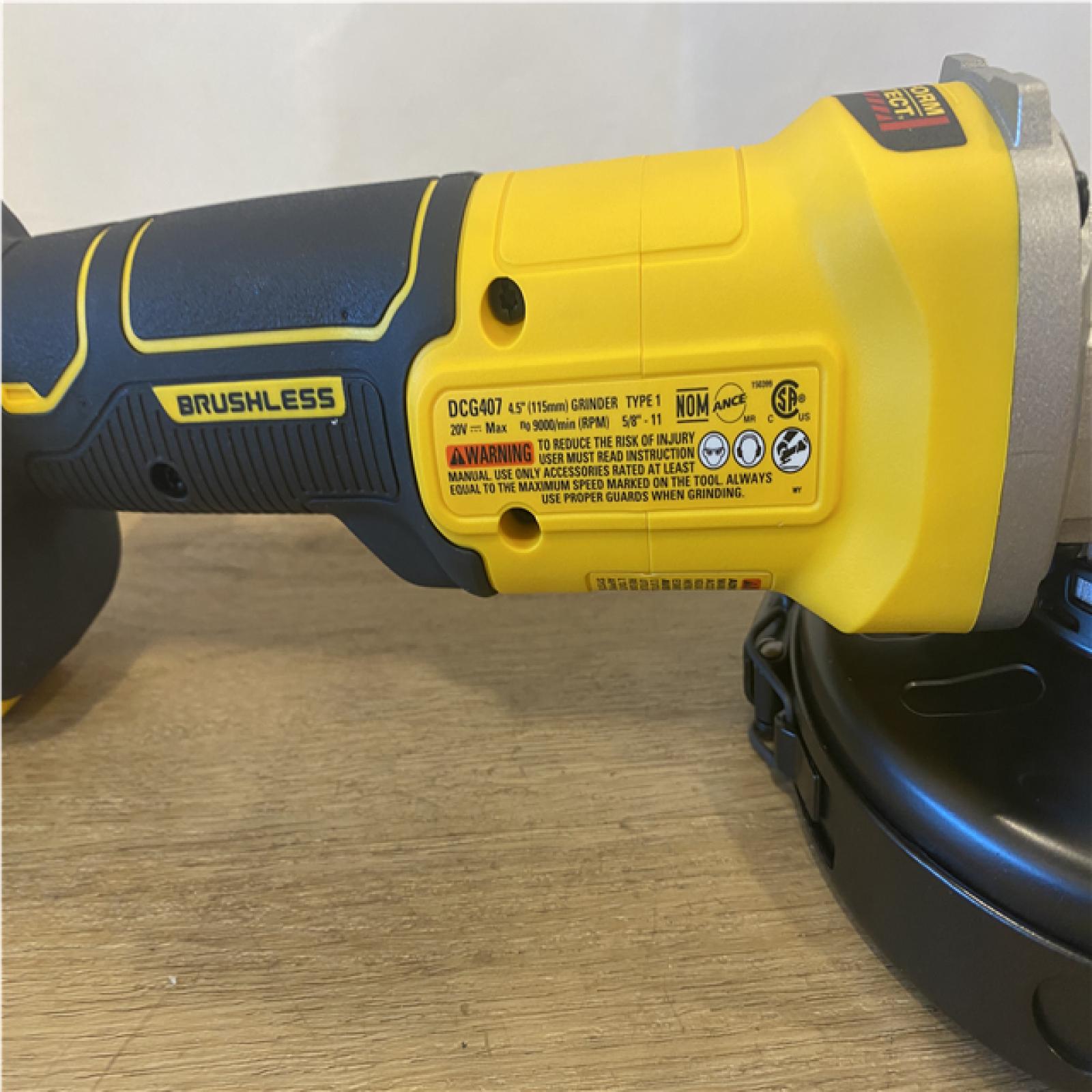 AS-IS DEWALT 20-Volt MAX Cordless Brushless 4-1/2 in. Angle Grinder with Slide Switch (Tool Only)