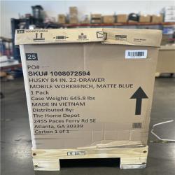 DALLAS LOCATION- AS-IS Husky Heavy Duty 84-inch 22 DRAWER Matte Blue Mobile Workbench Cabinet
