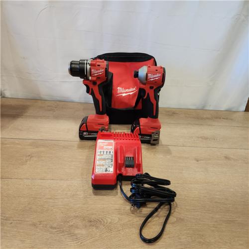 AS-IS- Milwaukee 18V Lithium-Ion Brushless Cordless Compact Drill/Impact Combo Kit