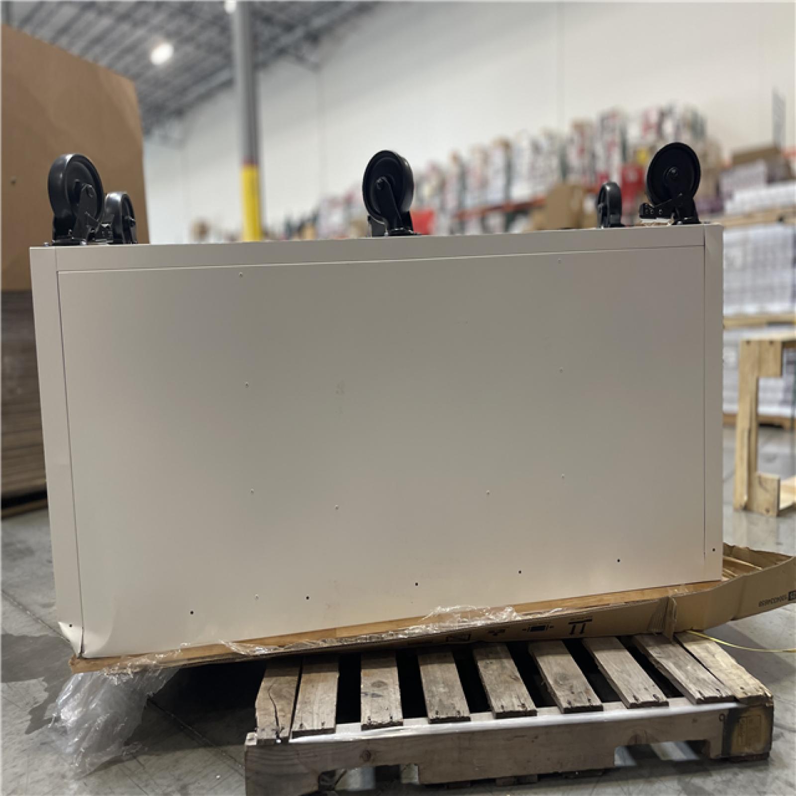 DALLAS LOCATION- AS IS! Husky Tool Storage 72 in. W x 24 in. D 18-Drawer Heavy Duty Adjustable Height Mobile Workbench Cabinet in Matte White
