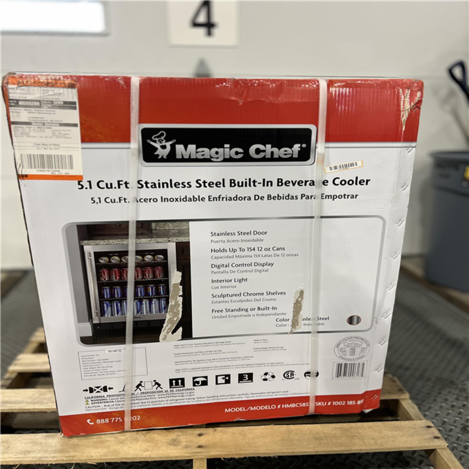 DALLAS LOCATION- AS-IS - Magic Chef Beverage 23.4 in. 154 (12 oz.) Can Beverage Cooler, Stainless Steel