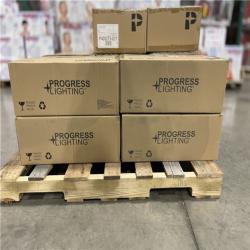 DALLAS LOCATION-Progress Lighting Merry 5-Light Matte Black Etched Glass Transitional Chandelier Light PALLET-(12 UNITS)