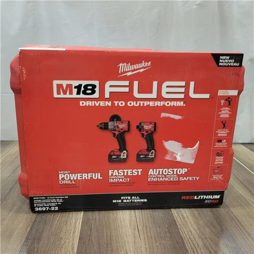 AS-IS Milwaukee M18 FUEL 18V Lithium-Ion Brushless Cordless Hammer Drill and Impact Driver Combo Kit (2-Tool) with 2 Batteries