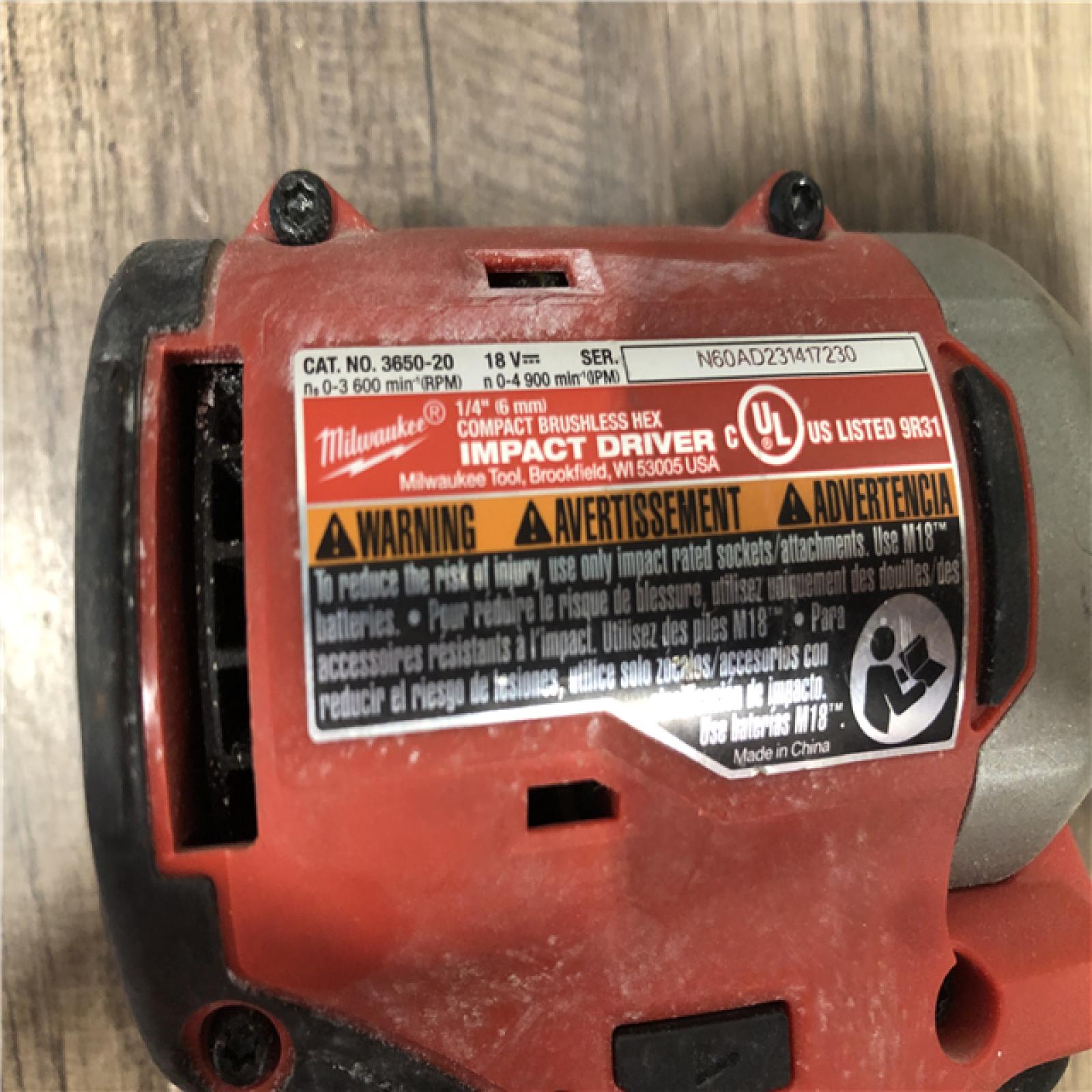 AS-IS Milwaukee 18V Lithium-Ion Brushless Cordless 1/4 in. Compact Impact Driver (Tool Only)