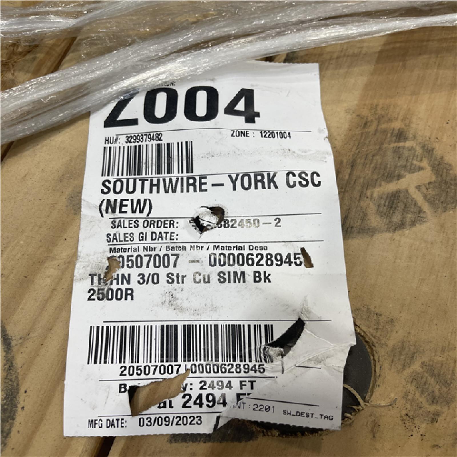 DALLAS LOCATION - Southwire 2,500 ft. 3 Black Stranded CU SIMpull THHN Wire (SEE NOTES)