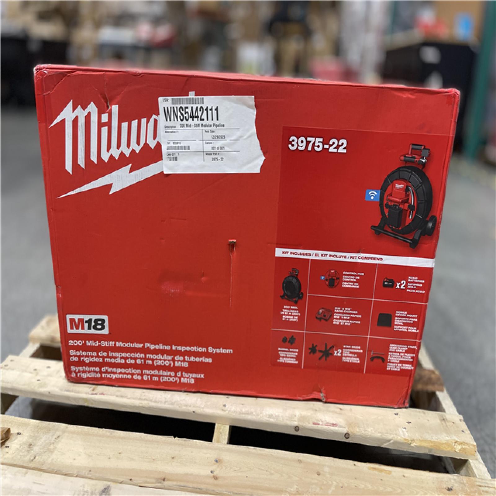 DALLAS LOCATION- NEW! Milwaukee M18 18-Volt Lithium-Ion Cordless 200 ft. Mid-Stiff Pipeline Sewer Camera System Kit