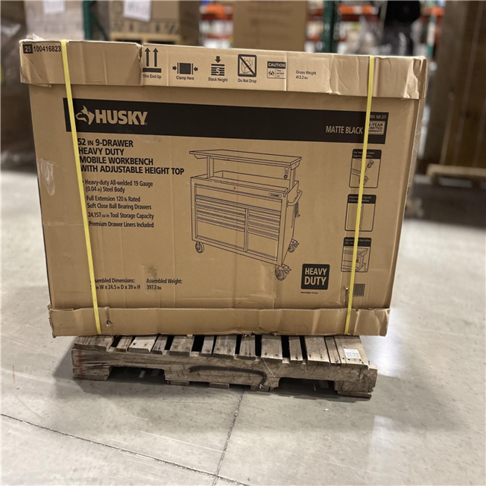 DALLAS LOCATION- Husky 52 in. W x 25 in. D Heavy Duty 9-Drawer Mobile Workbench