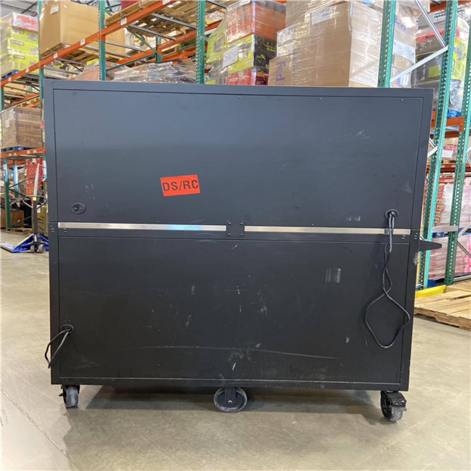 DALLAS LOCATION - Husky Modular Tool Storage 62 in. W X 24 in. D Heavy Duty Matte Black Mobile Workbench Cabinet with Stainless Steel Top