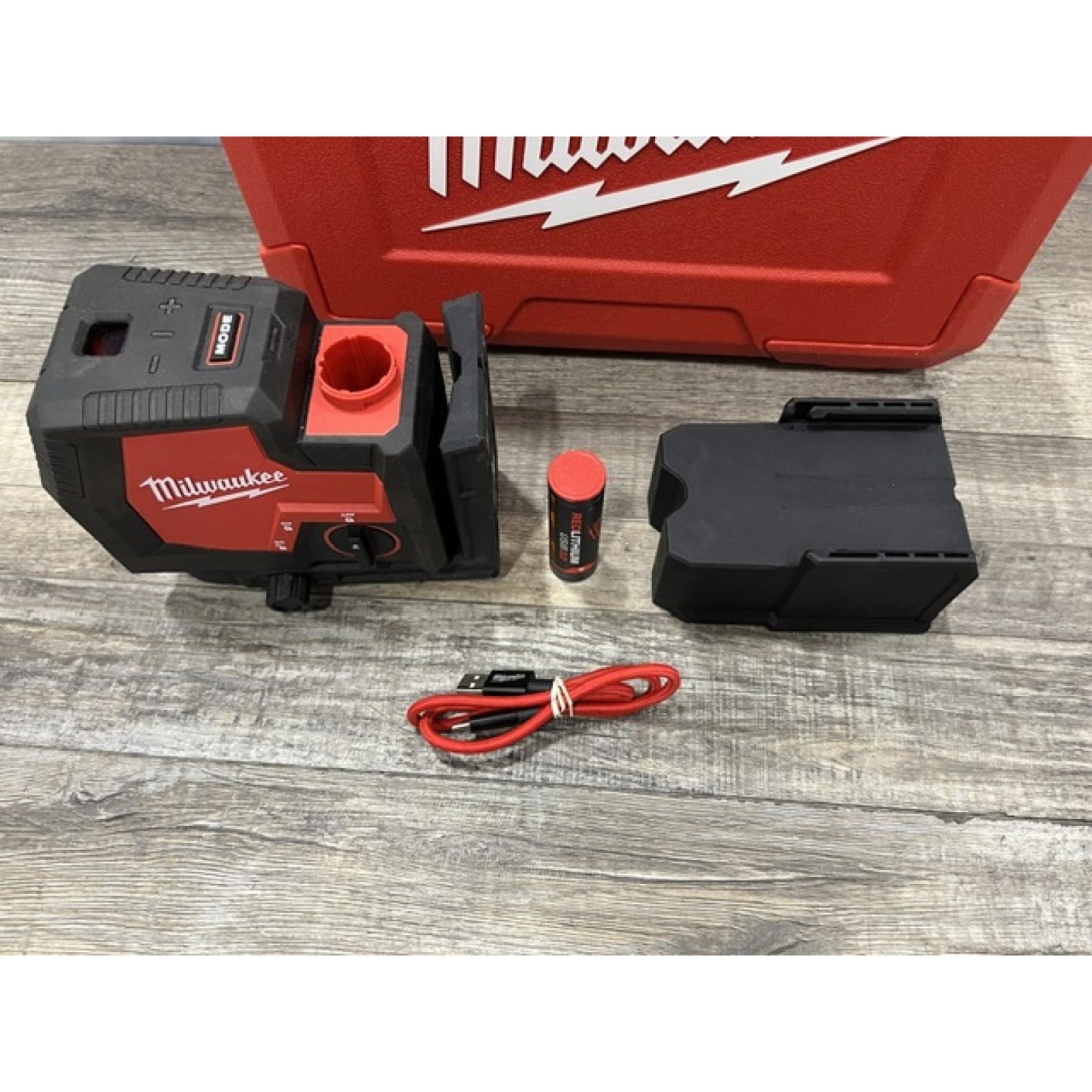AS-IS Milwaukee Green 100 ft. Cross Line and Plumb Points Rechargeable Laser Level with REDLITHIUM Lithium-Ion