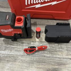 AS-IS Milwaukee Green 100 ft. Cross Line and Plumb Points Rechargeable Laser Level with REDLITHIUM Lithium-Ion