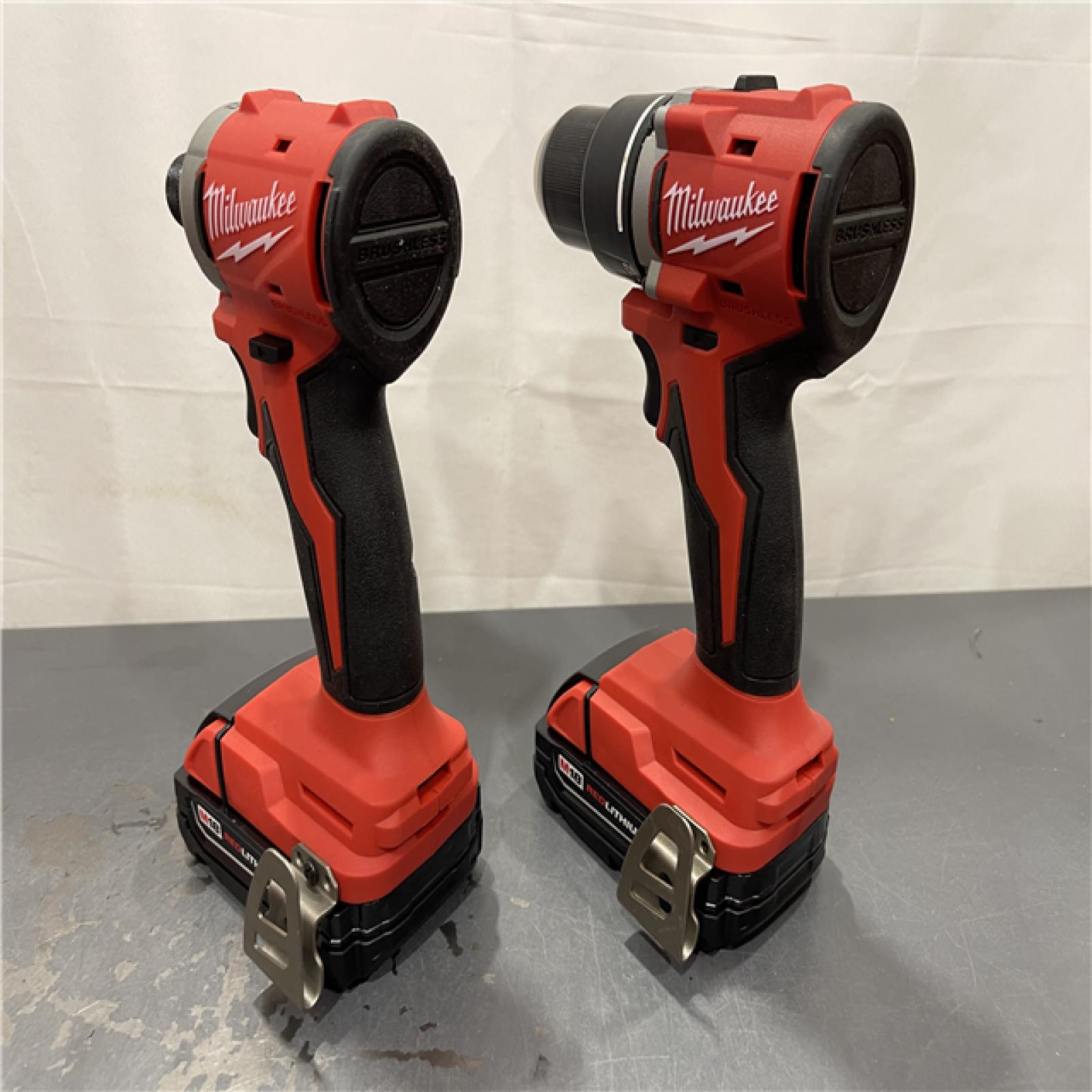 AS-IS - Milwaukee M18 18V Lithium-Ion Brushless Cordless Compact Drill/Impact Combo Kit