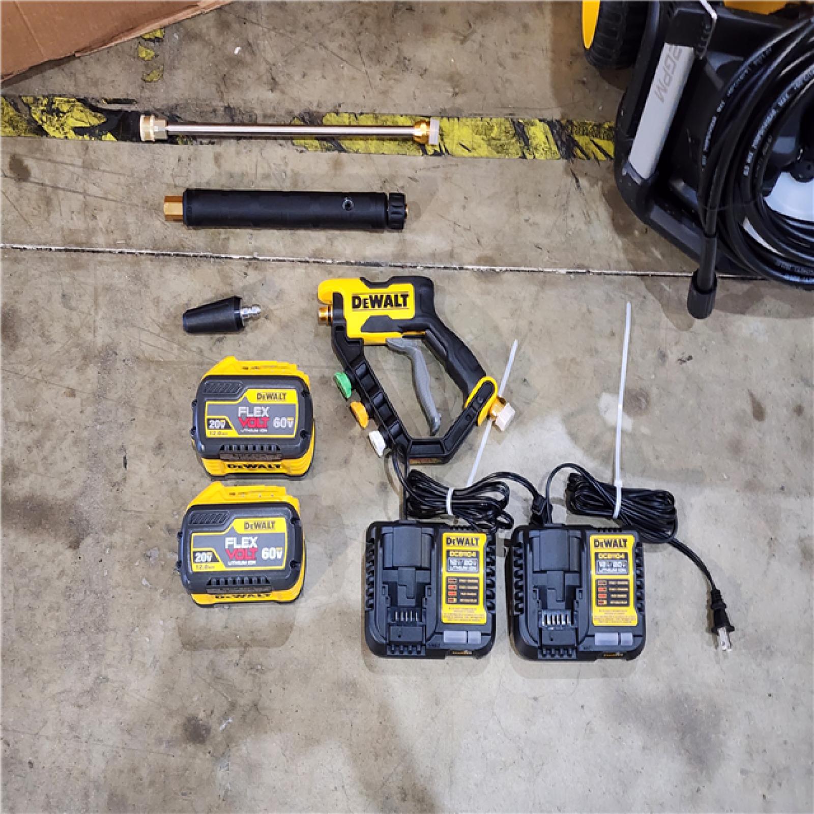 HOUSTON LOCATION - AS-IS DEWALT20V MAX 1600 PSI 1.2 GPM Cold Water Cordless Pressure Washer Kit with (2) FLEXVOLT 12 Ah Batteries and (2) Chargers