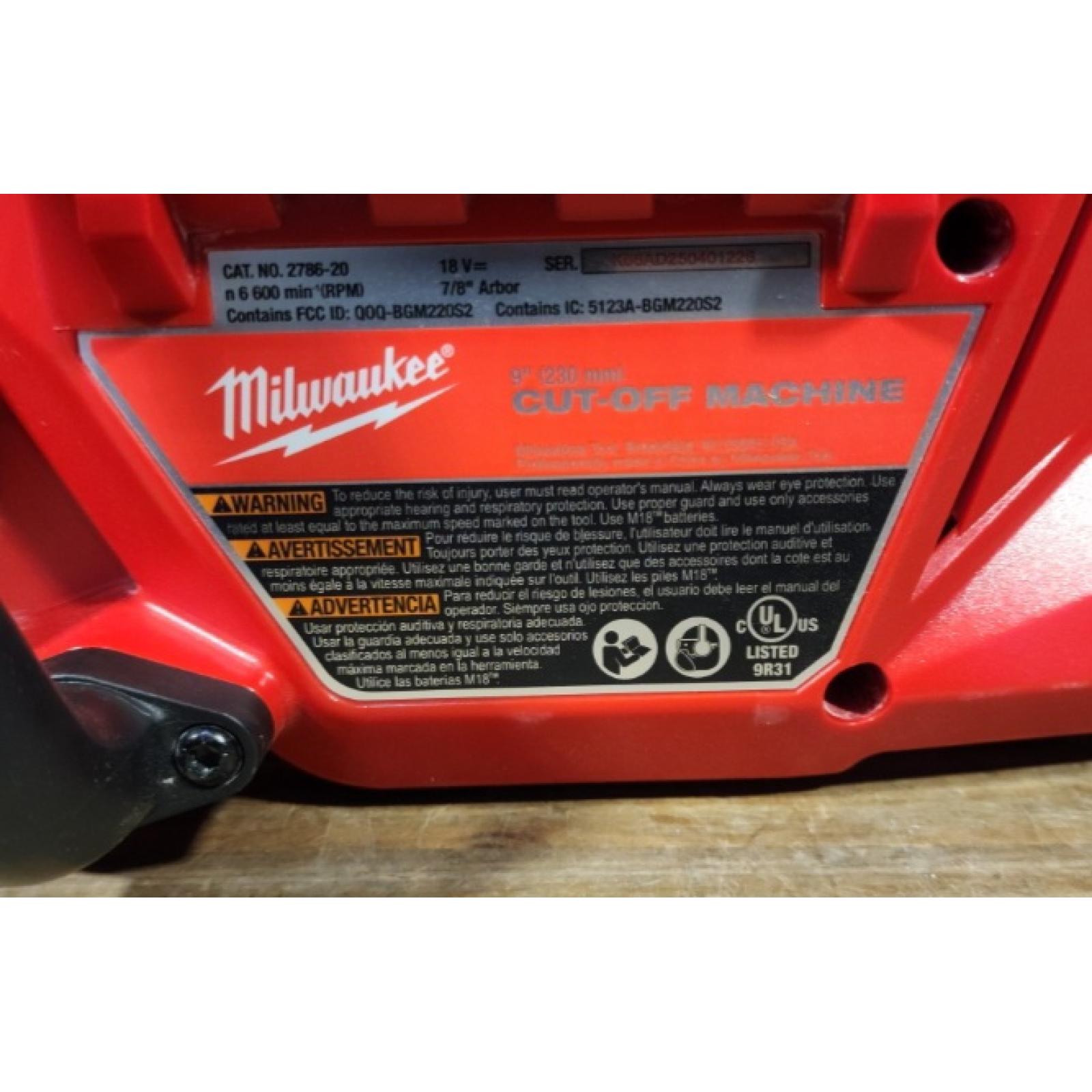 HOUSTON LOCATION - AS-IS Milwaukee M18 FUEL 9 Cut-Off Saw with ONE-KEY (TOOL ONLY)