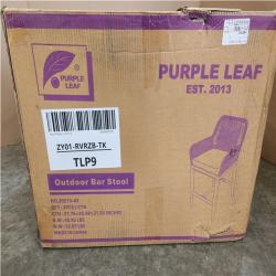 Phoenix NEW PURPLE LEAF Modern Aluminum Rattan Counter Height Outdoor Bar Stool with Back and Beige Cushion (2-Pack)