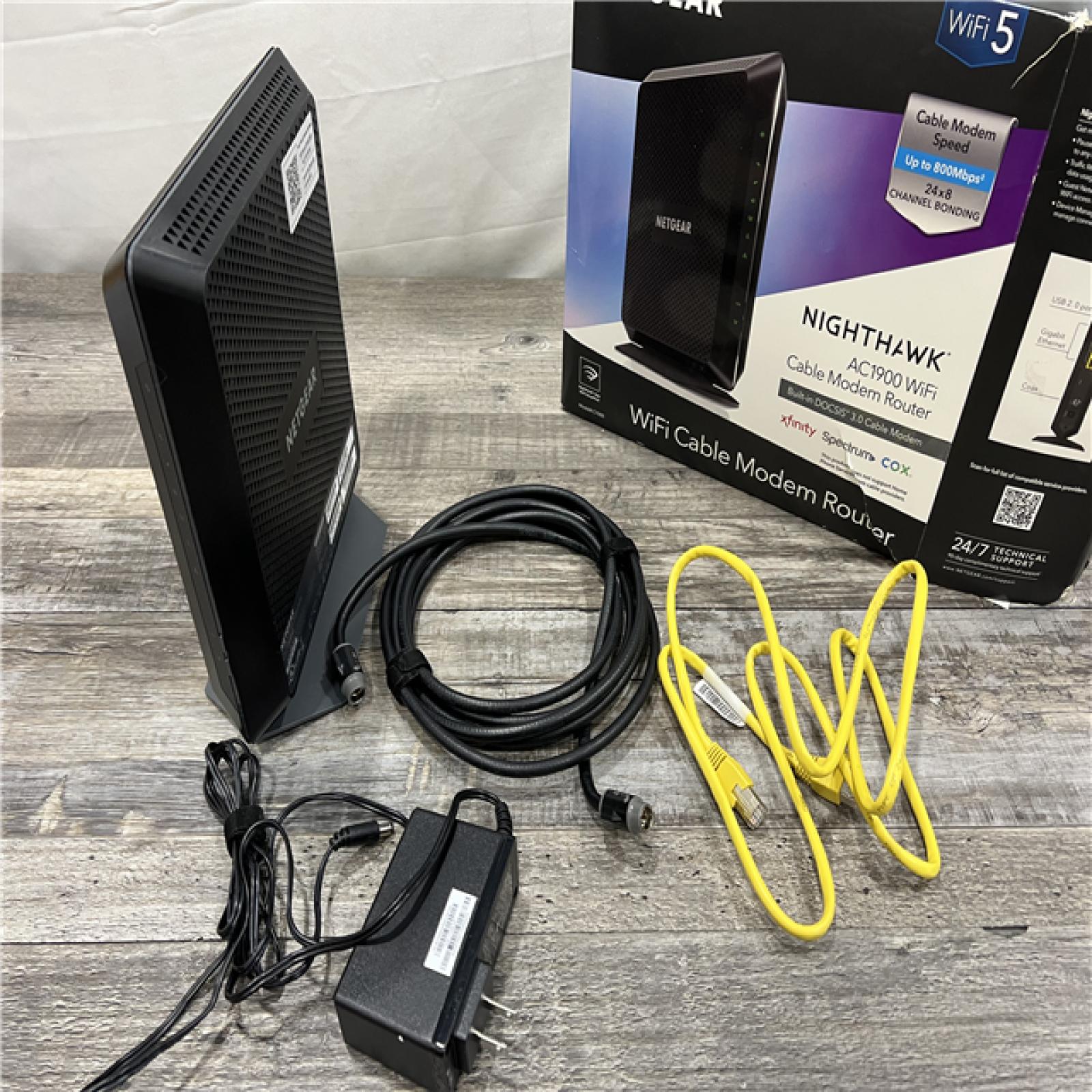 AS-IS NETGEAR - Nighthawk AC1900 Router with DOCSIS 3.0 Cable Modem - Black