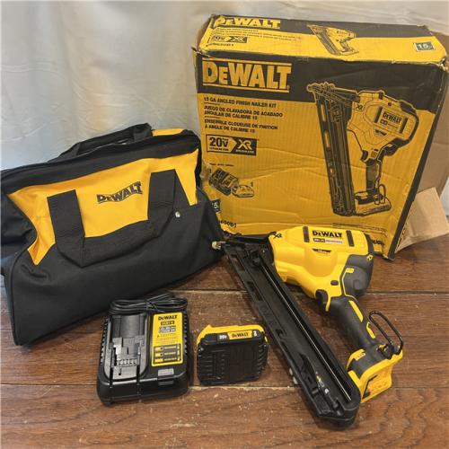 AS-IS DeWalt 20V MAX XR 15 Ga. Cordless 34 Deg Nailer Kit (Battery & Charger) 20 V