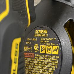 AS-IS DEWALT 20V MAX Lithium-Ion 15-Degree Electric Cordless Roofing Nailer Kit