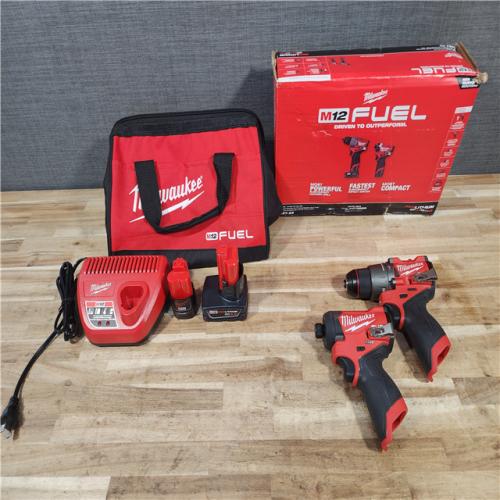 HOUSTON LOCATION - AS-IS Milwaukee  FUEL 12-Volt Lithium-Ion Brushless Cordless Hammer Drill and Impact Driver Combo Kit