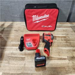 Houston Location AS-IS Milwaukee FUEL 12V Li-Ion Brushless Cordless Stubby 3/8 in. Impact Wrench Kit