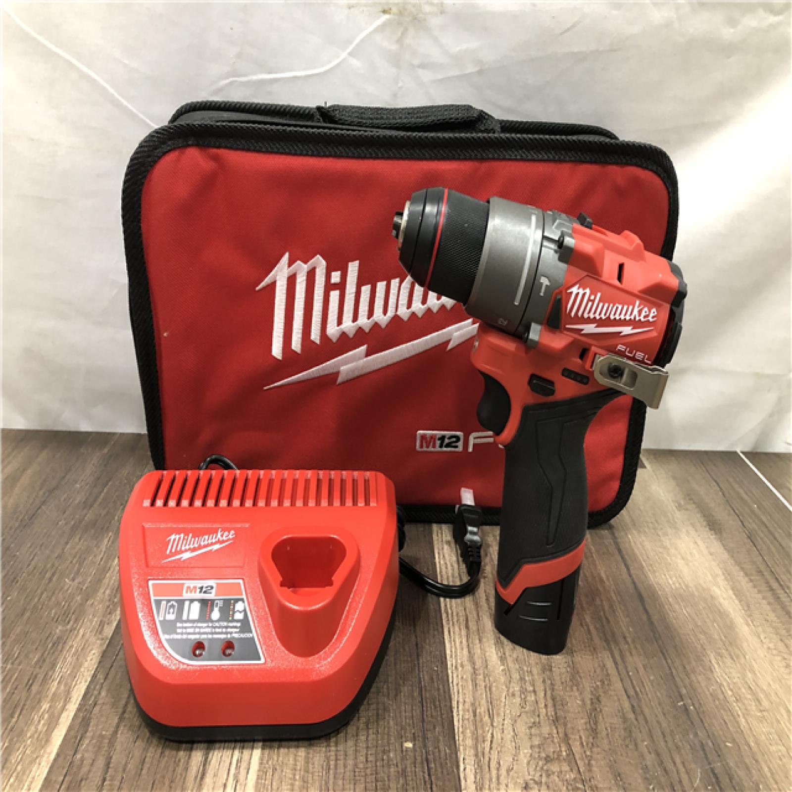 AS-IS Milwaukee FUEL 12-Volt Lithium-Ion Brushless Cordless 1/2 in. Hammer Drill Kit
