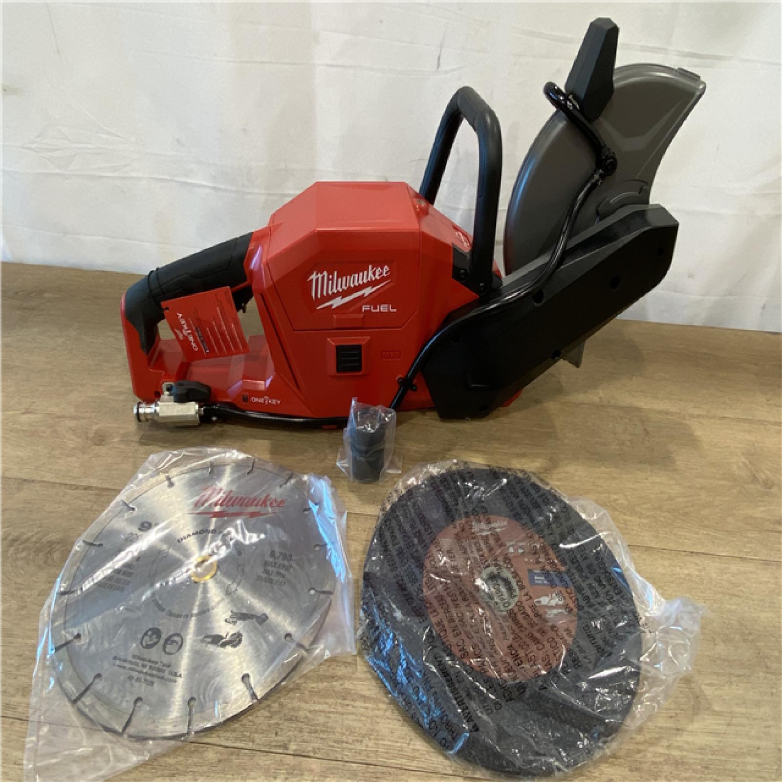 AS-IS Milwaukee FUEL ONE-KEY 18V Lithium-Ion Brushless Cordless 9 in. Cut Off Saw (Tool-Only)