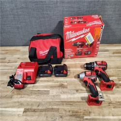 HOUSTON LOCATION - AS-IS Milwaukee M18 18V Lithium-Ion Cordless Drill Driver/Impact Driver Combo Kit