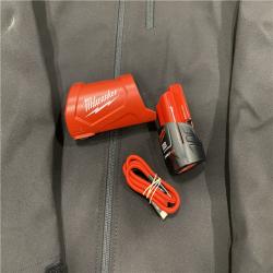 AS-IS Milwaukee Men's Large 12-Volt Lithium-Ion Cordless Tough Shell Black Heated Jacket Kit
