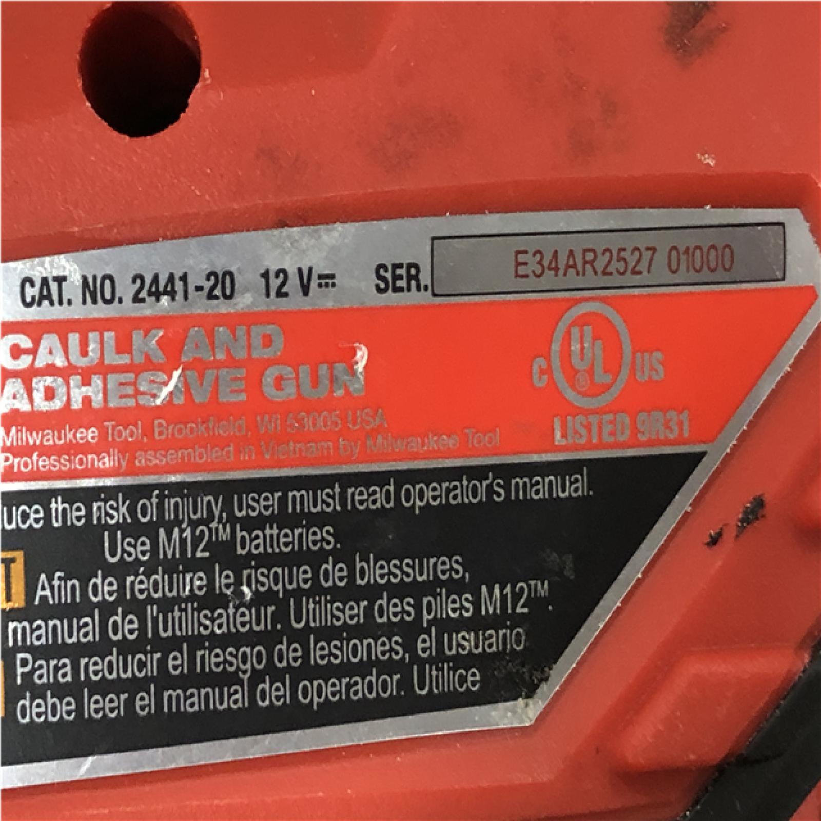 AS-IS Milwaukee 12V Lithium-Ion Cordless 10 oz. Adhesive and Caulk Gun (Tool-Only)