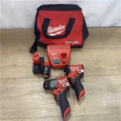 AS-IS Milwaukee FUEL 12-Volt Lithium-Ion Brushless Cordless Hammer Drill and Impact Driver Combo Kit
