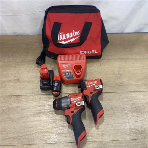 AS-IS Milwaukee FUEL 12-Volt Lithium-Ion Brushless Cordless Hammer Drill and Impact Driver Combo Kit