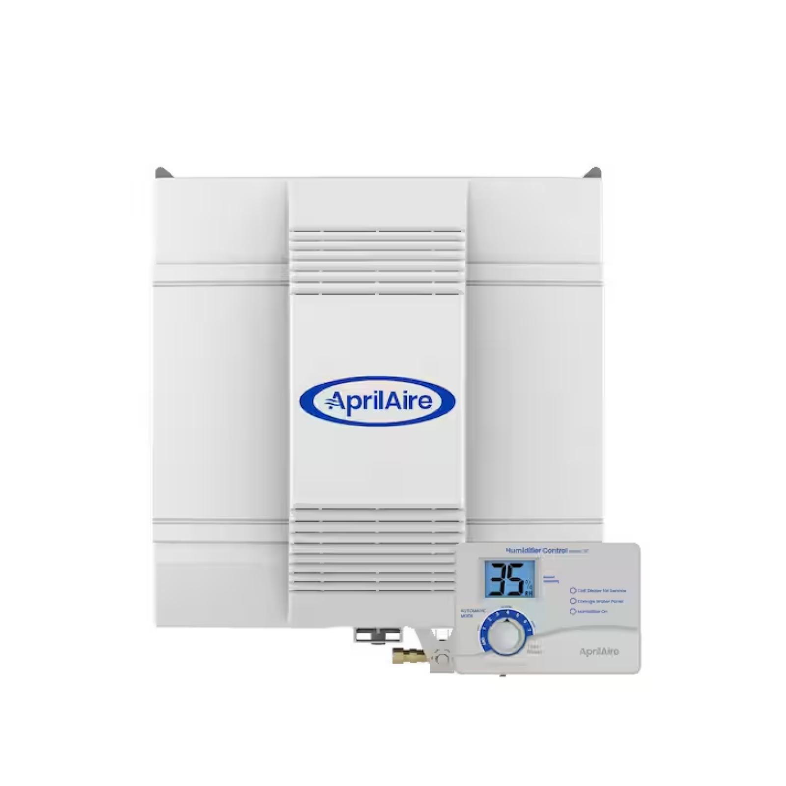 DALLAS LOCATION- AprilAire Model 700 18 gal. for up to 5 300 sq. ft. Whole-House Fan-Powered Evaporative Humidifier with Digital Control PALLET- (9 UNITS)