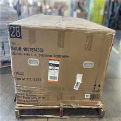 DALLAS LOCATION - StyleWell Melrose Park Closed Weave Wicker Egg-Shaped Patio Swing with Biscuit Cushions