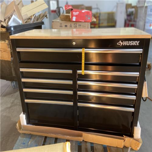 DALLAS LOCATION - Husky Tool Storage 46 in. W x 18 in. D 9-Drawer Mobile Workbench Cabinet in Gloss Black