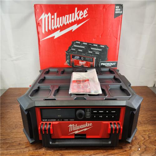 AS-IS Milwaukee M18 Lithium-Ion Cordless PACKOUT Radio/Speaker with Built-In Charger (Tool Only)