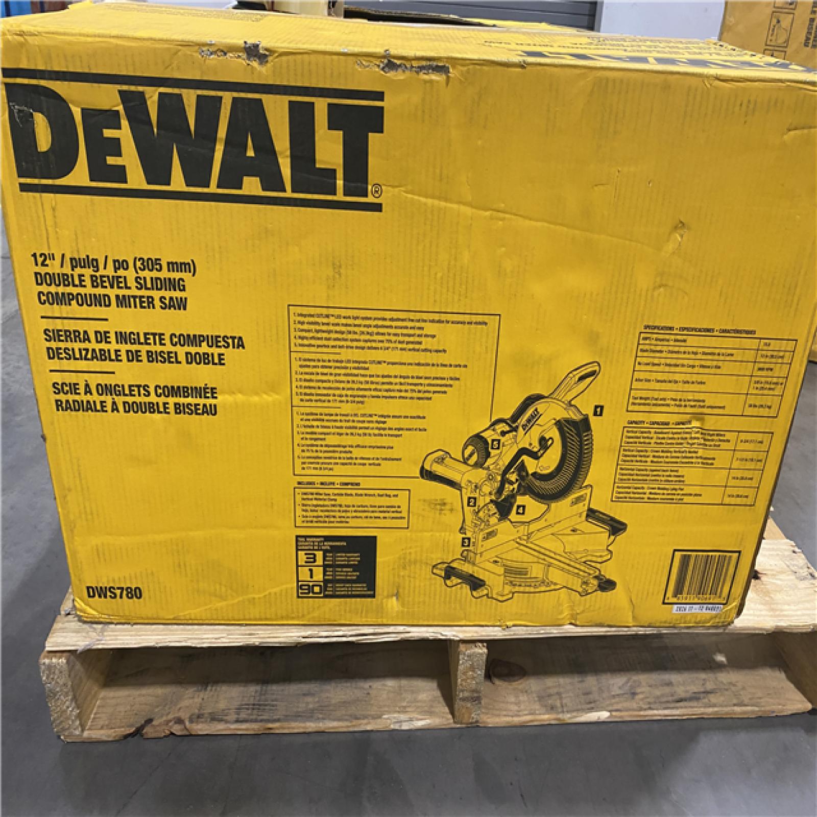 As-Is- DEWALT 15 Amp Corded 12 in. Double Bevel Sliding Compound Miter Saw
