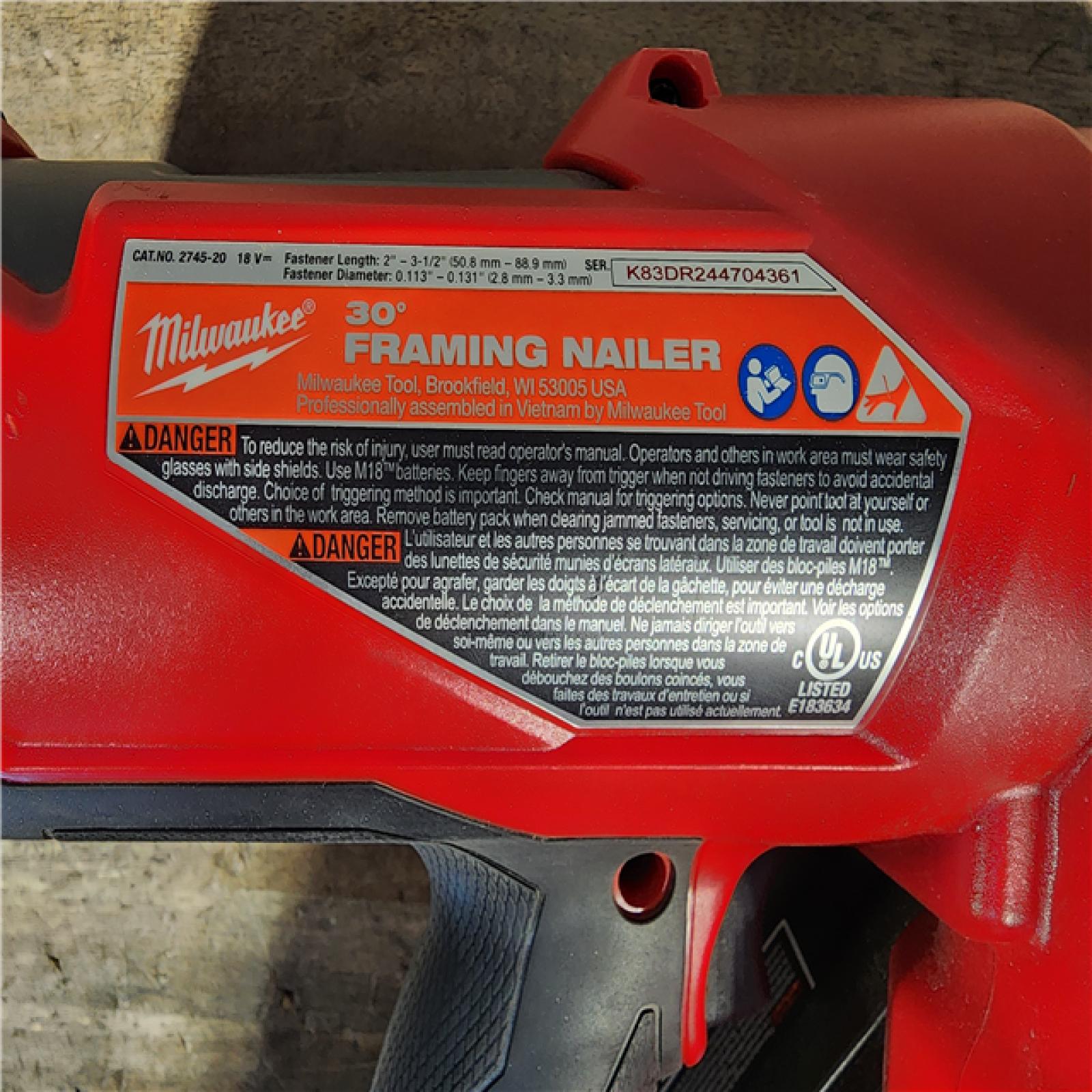 HOUSTON LOCATION - AS-IS Milwaukee M18 FUEL 30 Degree Framing Nailer (TOOL ONLY)