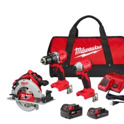 NEW! - Milwaukee Tool M18 18V Li-Ion Brushless Cordless Hammer Drill, Impact Driver, and Circ Saw Combo Kit