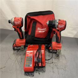 AS-IS - Milwaukee M18 18V Lithium-Ion Brushless Cordless Compact Drill/Impact Combo Kit
