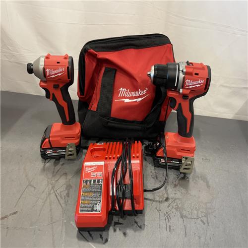 AS-IS - Milwaukee M18 18V Lithium-Ion Brushless Cordless Compact Drill/Impact Combo Kit