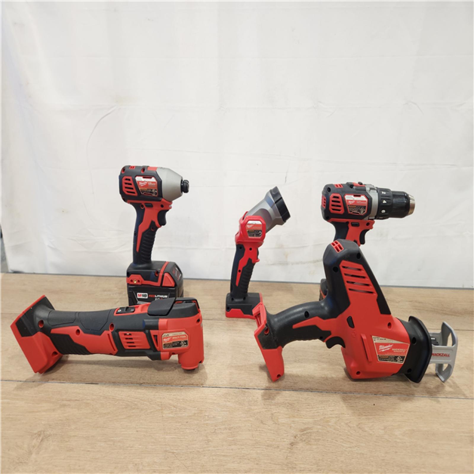 AS-IS- M18 18V Lithium-Ion Cordless Combo Kit (5-Tool) with (2) Batteries  Charger and Tool Bag
