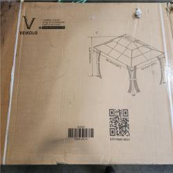 Phoenix NEW VEIKOUS 16 ft. W x 12 ft. D Aluminum Gazebo Polycarbonate Double Top Roof with Black Textilene Netting