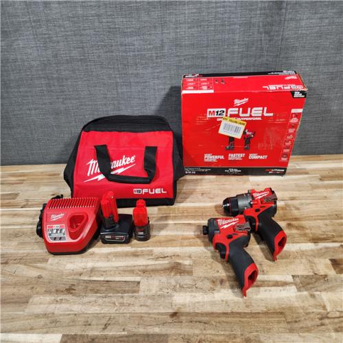 HOUSTON LOCATION - AS-IS (APPEARS LIKE NEW) Milwaukee FUEL 12-Volt Lithium-Ion Brushless Cordless Hammer Drill and Impact Driver Combo Kit