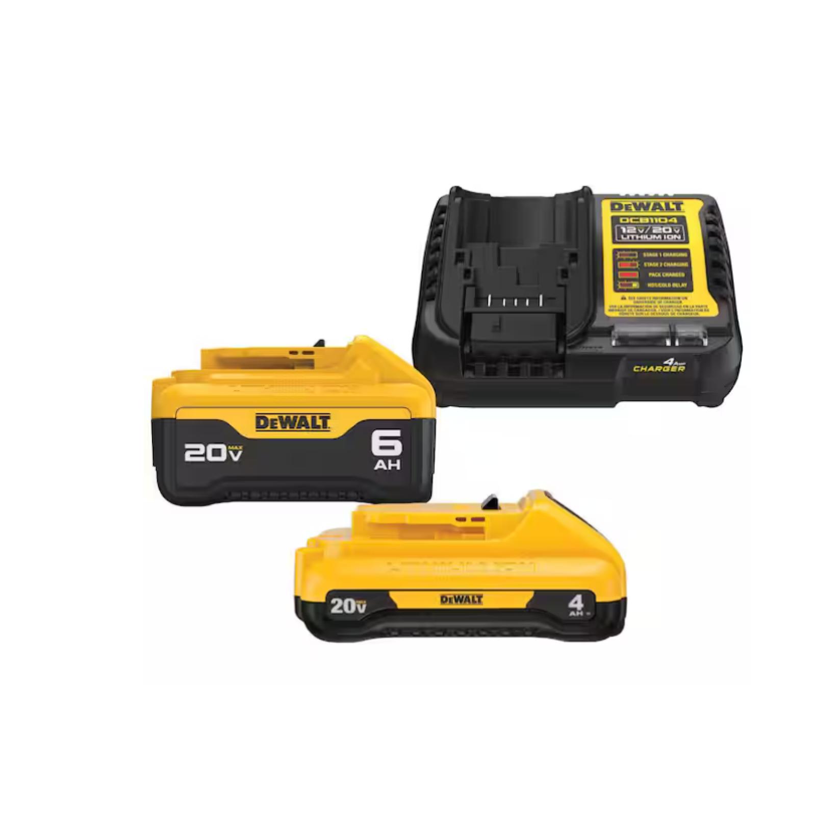 LIKE NEW! DEWALT 20V MAX Lithium-Ion 6.0Ah and 4.0Ah Battery and Charger Starter Kit