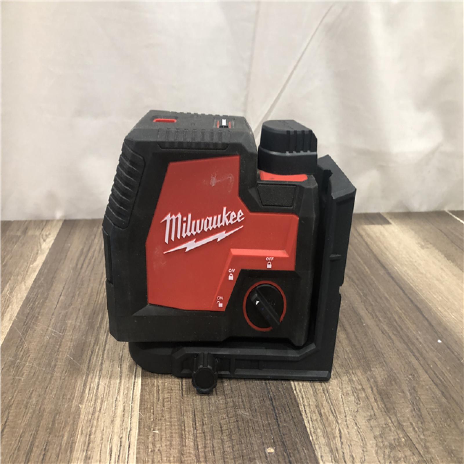 AS-IS Milwaukee Green 100 ft. Cross Line and Plumb Points Rechargeable Laser Level with REDLITHIUM Lithium-Ion USB Battery and Charger