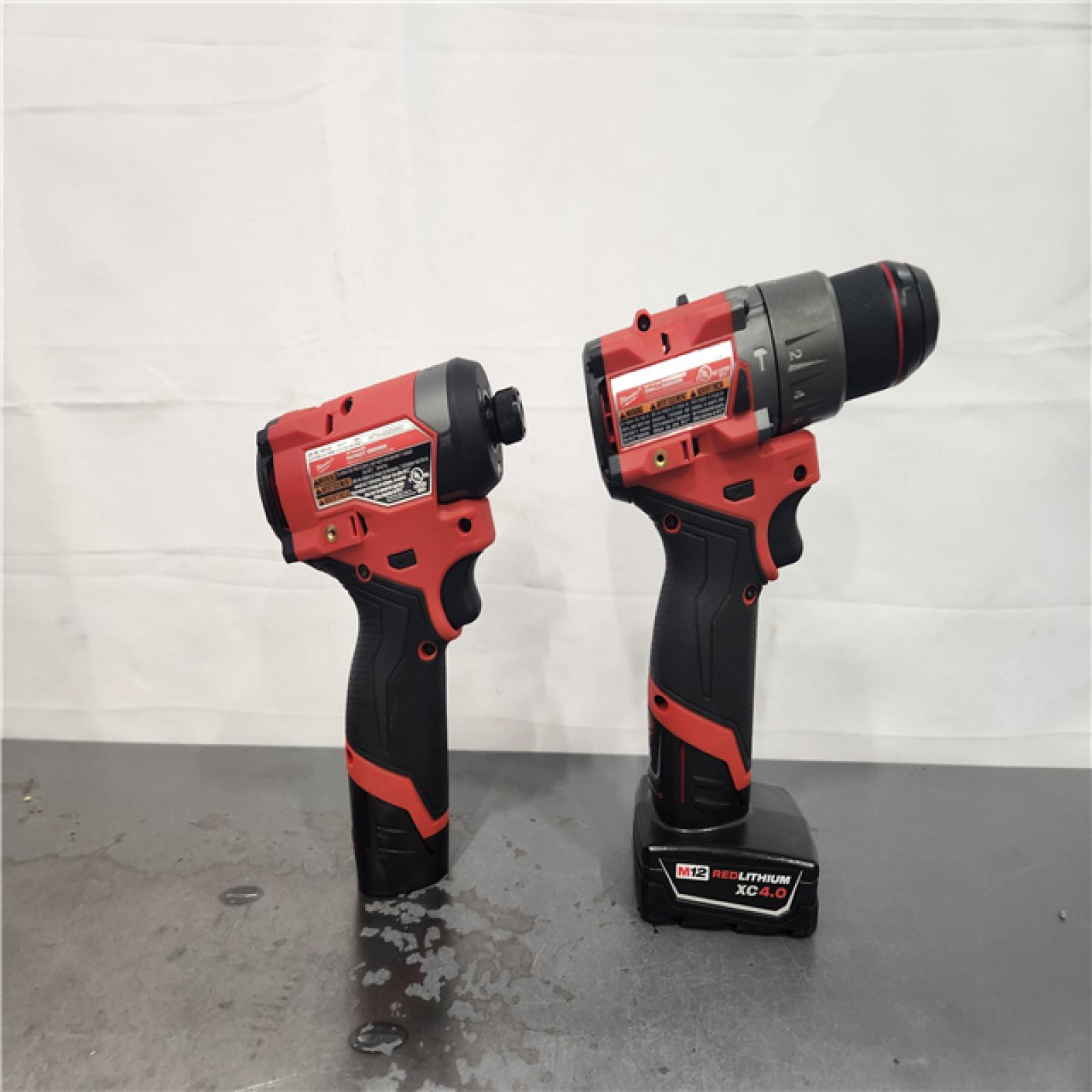AS-IS- Milwaukee 12V Brushless Hammer Drill and Impact Driver Combo Kit