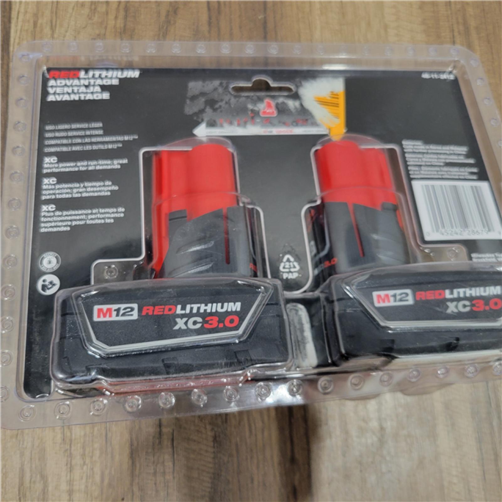 NEW! Milwaukee M12 12-Volt Lithium-Ion XC Extended Capacity 3.0Ah Battery Pack 3.0Ah (2-Pack)
