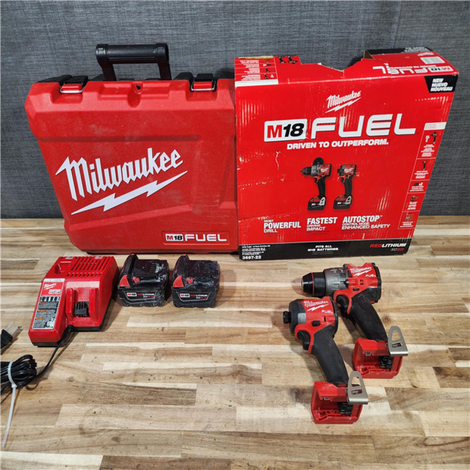 HOUSTON LOCATION - AS-IS Milwaukee  FUEL 18V Lithium-Ion Brushless Cordless Hammer Drill and Impact Driver Combo Kit