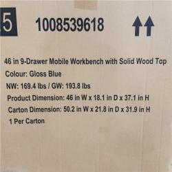 Phoenix NEW Husky Tool Storage 46 in. W x 18 in. D 9-Drawer Gloss Blue Mobile Workbench Cabinet