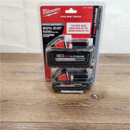 New Milwaukee M18 18-Volt Lithium-Ion HIGH OUTPUT XC 8.0 Ah and 3 Ah Battery (2-Pack)